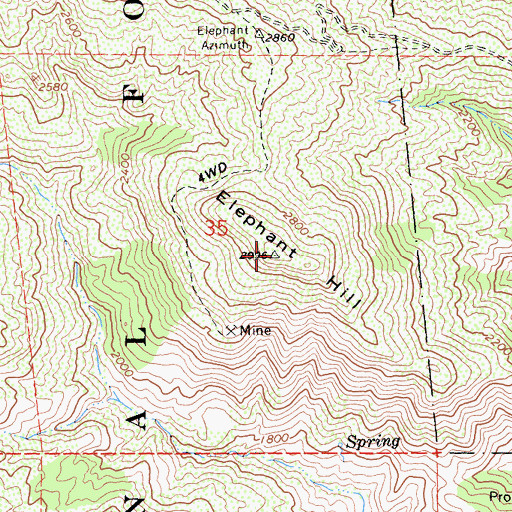 Topographic Map of Elephant Hill, CA