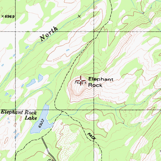 Topographic Map of Elephant Rock, CA