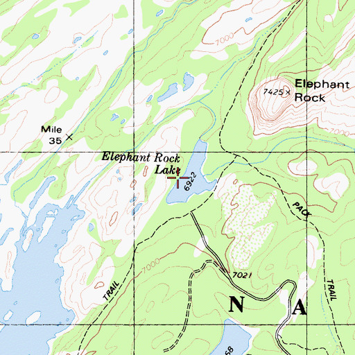 Topographic Map of Elephant Rock Lake, CA
