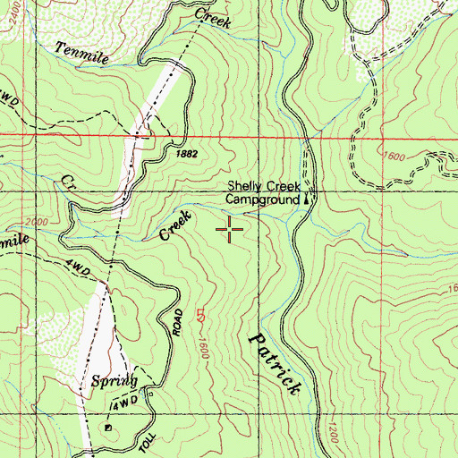 Topographic Map of Elevenmile Creek, CA