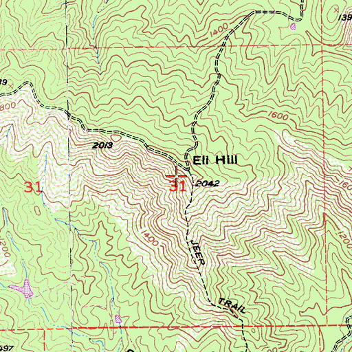 Topographic Map of Eli Hill, CA