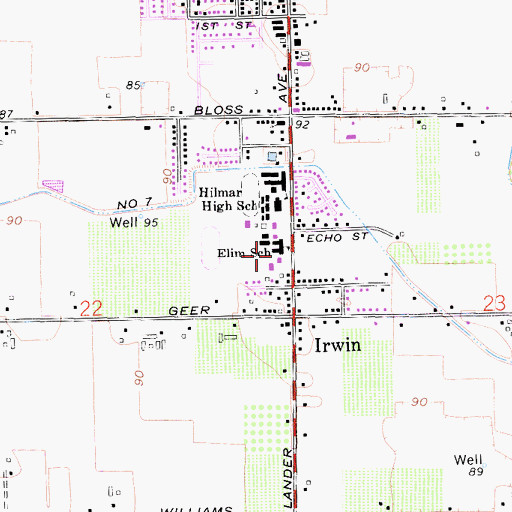 Topographic Map of Elim Elementary School, CA