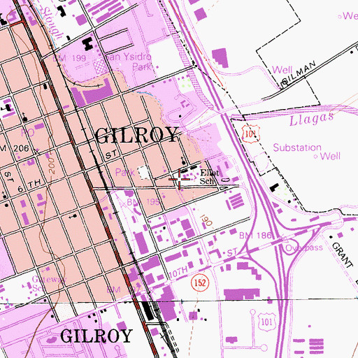 Topographic Map of Eliot Elementary School, CA
