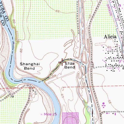 Topographic Map of Eliza Bend, CA