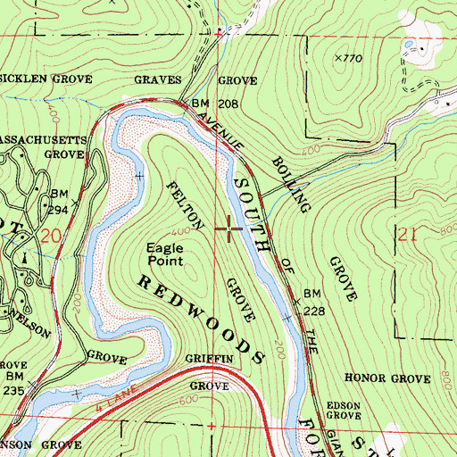 Topographic Map of Elk Creek, CA