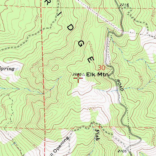 Topographic Map of Elk Mountain, CA