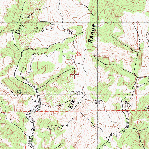 Topographic Map of Elk Range, CA