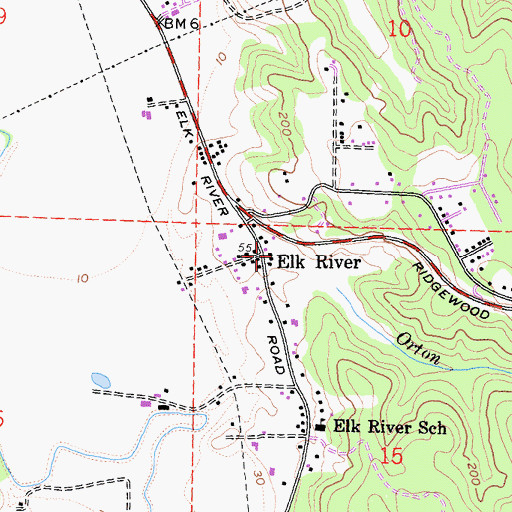 Topographic Map of Elk River, CA