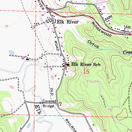 Topographic Map of Elk River School, CA