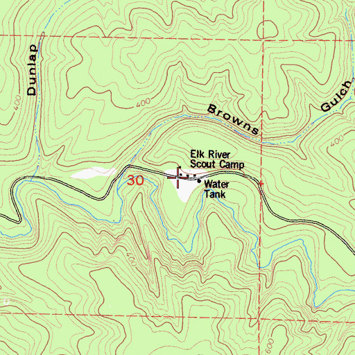 Topographic Map of Elk River Scout Camp, CA