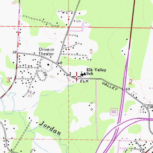 Topographic Map of Elk Valley School, CA