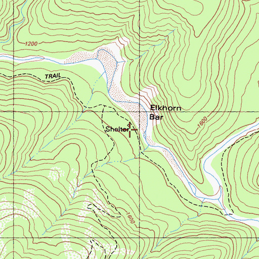 Topographic Map of Elkhorn Bar, CA
