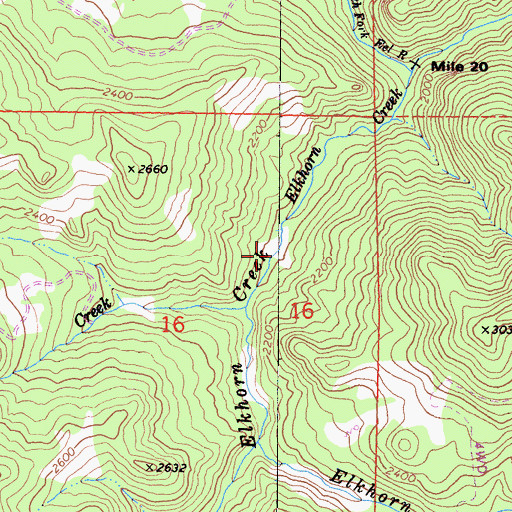 Topographic Map of Elkhorn Creek, CA