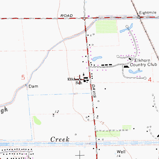 Topographic Map of Elkhorn Elementary School, CA