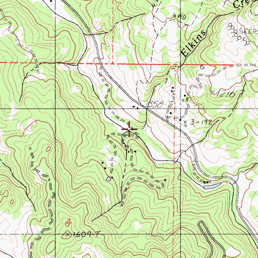 Topographic Map of Elkins Creek, CA