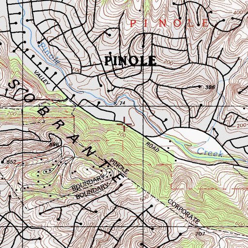 Topographic Map of Ellerhorst Elementary School, CA