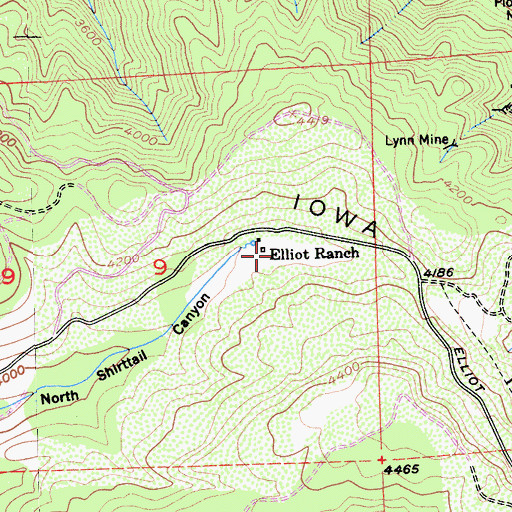Topographic Map of Elliot Ranch, CA