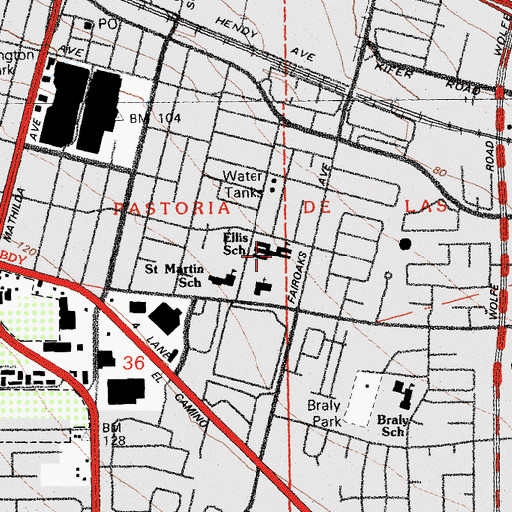 Topographic Map of Ellis Elementary School, CA