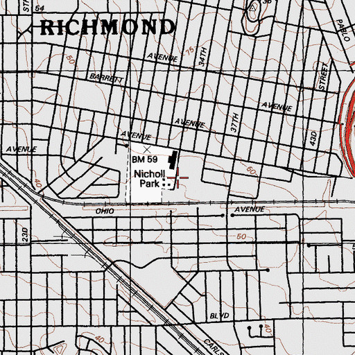 Topographic Map of Ells High School, CA