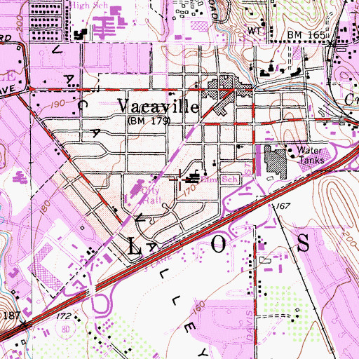 Topographic Map of Elm Elementary School, CA