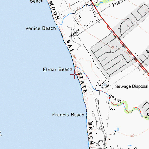 Topographic Map of Elmar Beach, CA