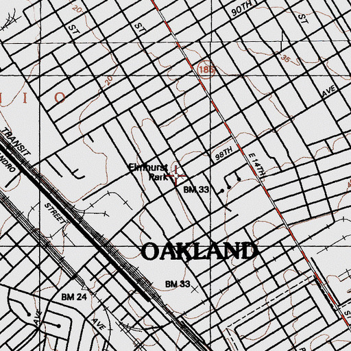 Topographic Map of Elmhurst Park, CA