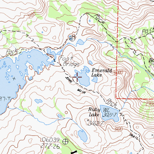 Topographic Map of Emerald Lake, CA