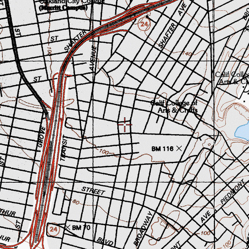 Topographic Map of Emerson Elementary School, CA