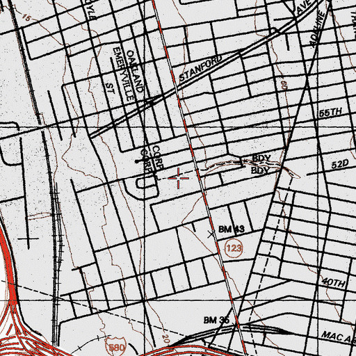 Topographic Map of Emery High School, CA