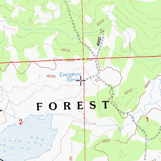 Topographic Map of Emigrant Spring, CA