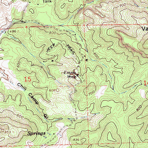 Topographic Map of Emma Mine, CA