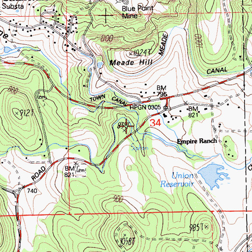Topographic Map of Empire Ranch, CA