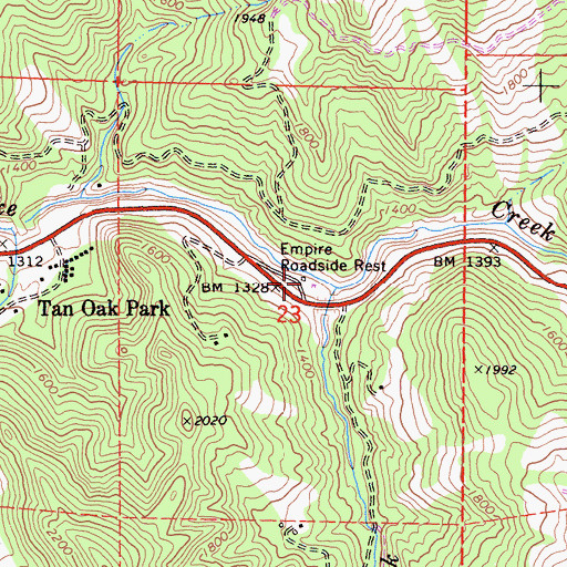 Topographic Map of Empire Roadside Rest, CA