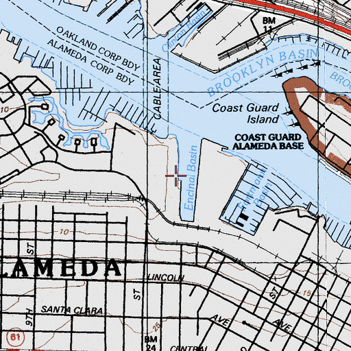 Topographic Map of Encinal Basin, CA