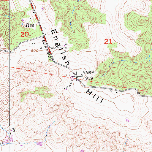 Topographic Map of English Hill, CA