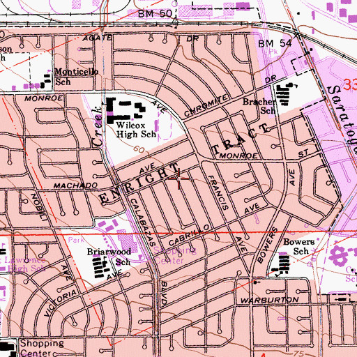 Topographic Map of Enright Tract, CA