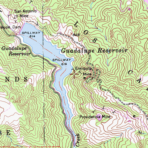 Topographic Map of Enriquita Mine, CA