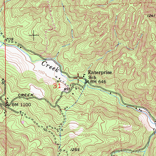 Topographic Map of Enterprise School, CA