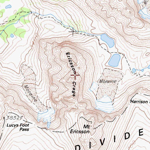 Topographic Map of Ericson Crags, CA