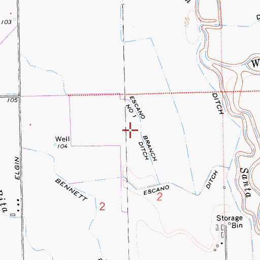 Topographic Map of Escano Branch Number One Ditch, CA