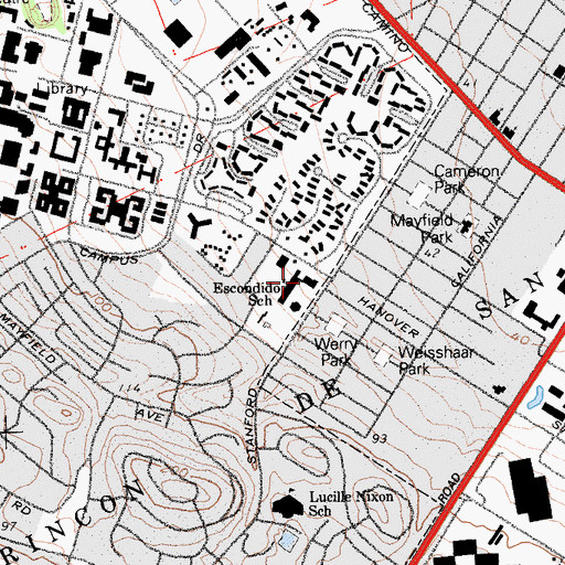 Topographic Map of Escondido Elementary School, CA