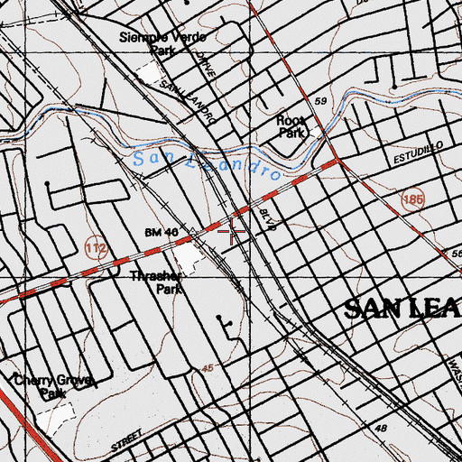 Topographic Map of Estudillo Park, CA
