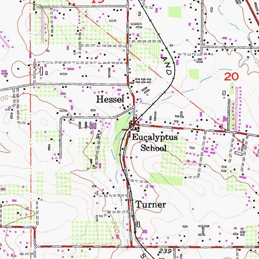Topographic Map of Eucalyptus School, CA