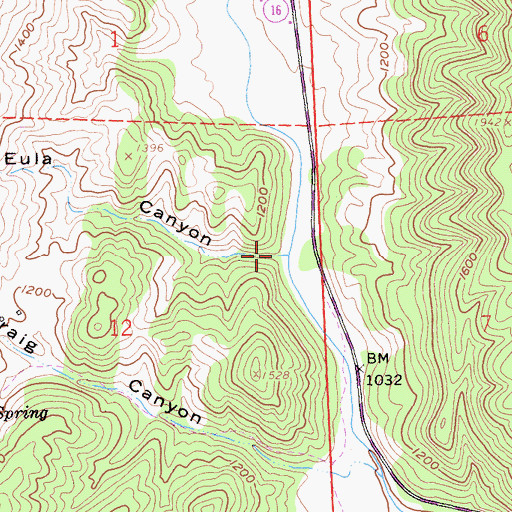 Topographic Map of Eula Canyon, CA