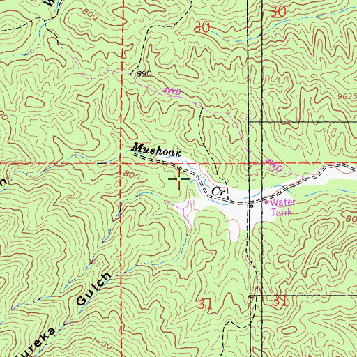 Topographic Map of Eureka Gulch, CA