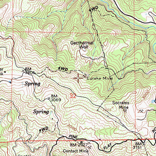 Topographic Map of Eureka Mine, CA