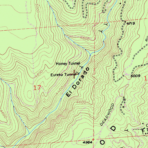 Topographic Map of Eureka Tunnel, CA