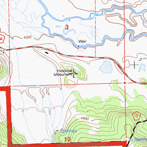 Topographic Map of Evans and Bailey Historical Monument, CA