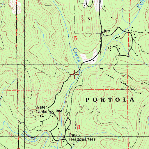 Topographic Map of Evans Creek, CA