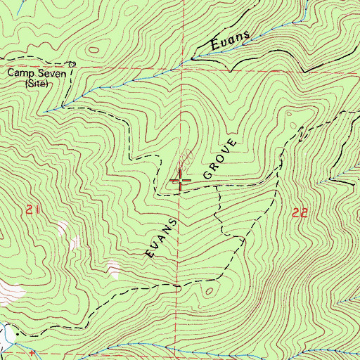 Topographic Map of Evans Grove, CA